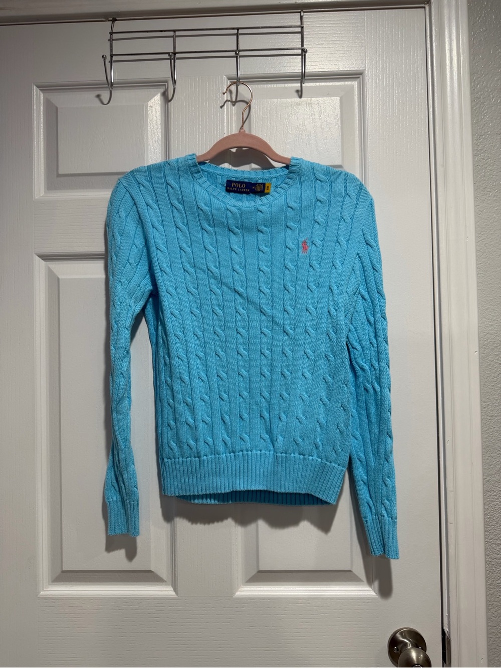 Polo by Ralph Lauren Women's Cable Crewneck Sweater - Aqua Blue